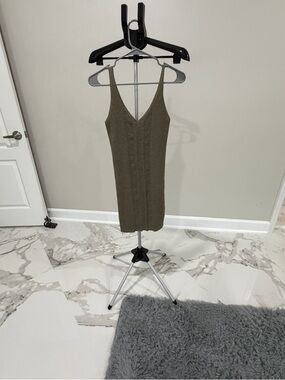 Promesa Olive Knit V-Neck Bodycon Mini Dress